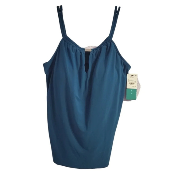 NWT Aqua Green Women's High Neck Keyhole Tankini Top M - Picture 2 of 7